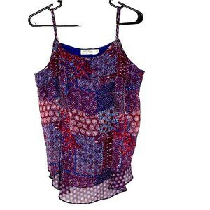 Faded Glory Babydoll Top sz L Y2K Sheer Tiered Boho Patchwork Beach